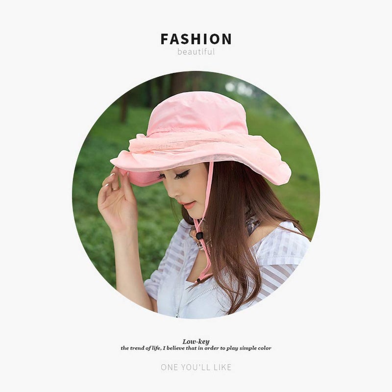 Jackcell Mosquito Head Net Hat, Safari Hat Sun Hat with Mesh Protection from Insect Pink - Image 3